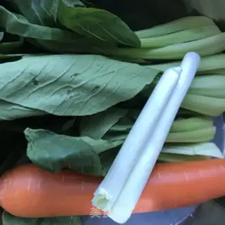 Make Shrimp egg and vegetable congee step 1