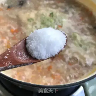 Make Shrimp egg and vegetable congee step 9