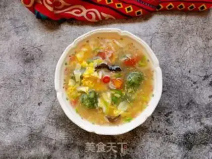 Make Shrimp skinball egg soup step 13