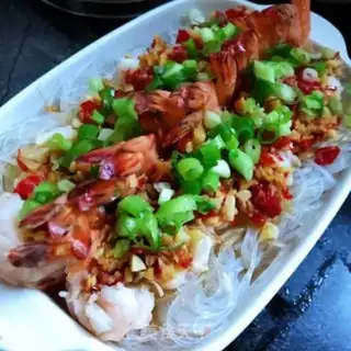 Make Garlic fan steamed shrimp step 8