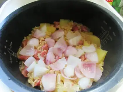 Make Onion sausage potato rice step 12