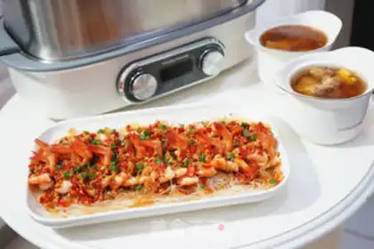 Make Garlic fan steamed shrimp step 14