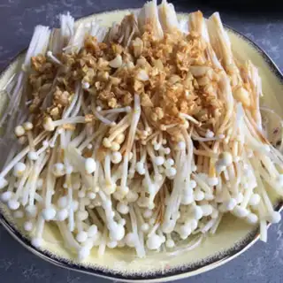 Make Garlic fans steamed golden needle mushrooms step 5