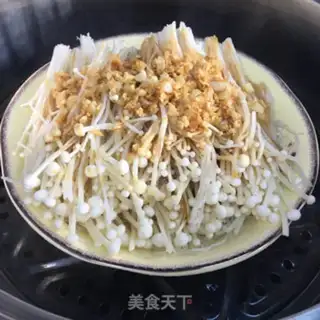 Make Garlic fans steamed golden needle mushrooms step 6