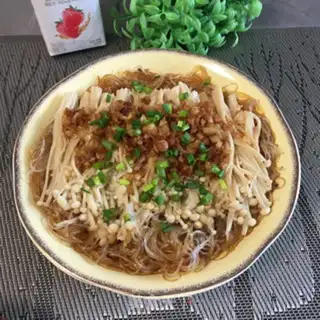 Make Garlic fans steamed golden needle mushrooms step 9