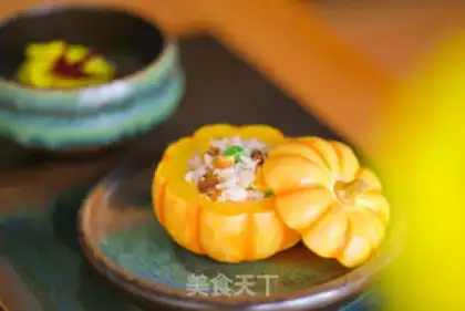 Make Pumpkin chestnut mushroom rice step 10