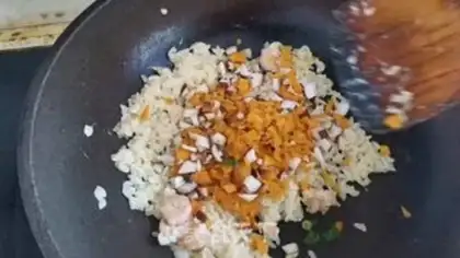 Make Pumpkin shrimp fried rice step 5