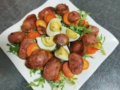 Make Egg roasted sausage salad step 7