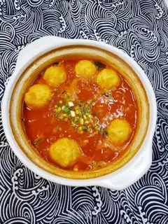 Make Tomato fishballs, gill mushroom fans step 10