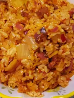 Make Hot cabbage sausage fried rice step 11