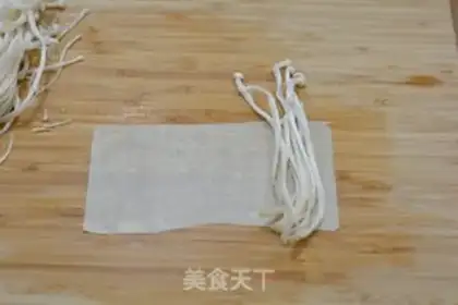 Make Golden mushrooms and bean rolls step 3