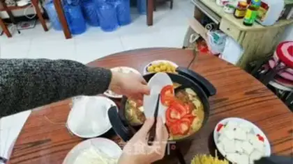 Make Chicken, red soup, tomato pan step 17