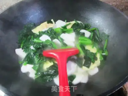 Make Egg dumpling spinach step 9