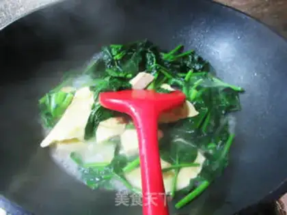 Make Egg dumpling tofu spinach step 5