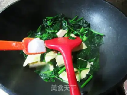 Make Egg dumpling tofu spinach step 6