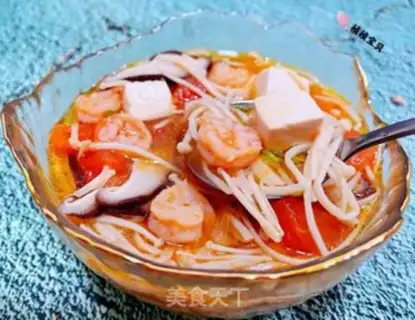 Make Shrimp bean curd, gilder, mushroom soup step 15