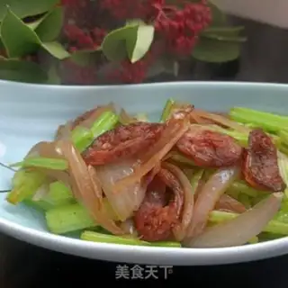 Make Onion celery fried sausage step 9