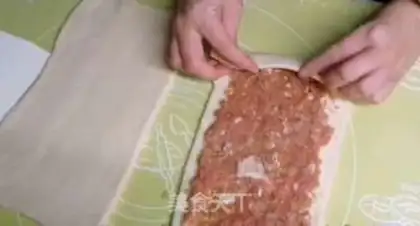 Make A meat dragon roll step 13
