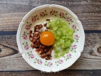 Make Celery sausage pancakes step 4