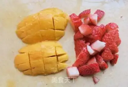 Make Mango strawberry nuts and yogurt step 2