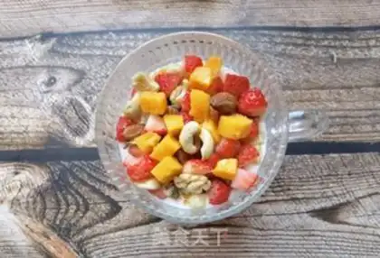 Make Mango strawberry nuts and yogurt step 6