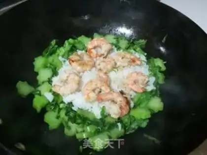Make Shrimp mustard rice step 5