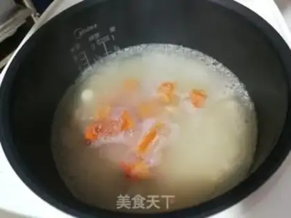 Make Pumpkin Lotus 2m porridge step 3