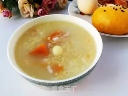 Make Pumpkin Lotus 2m porridge step 4