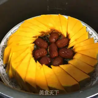 Make Red-tree rice steamed pumpkins step 5