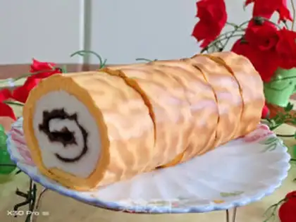 Make Tiger-skinped angel cake rolls step 12