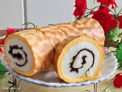 Make Tiger-skinped angel cake rolls step 13