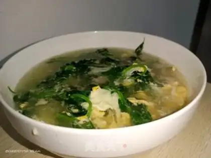 Make Scrawny bean egg soup step 4