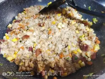 Make Corn sausage fried rice step 4