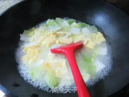 Make Big cabbage tofu egg soup step 3