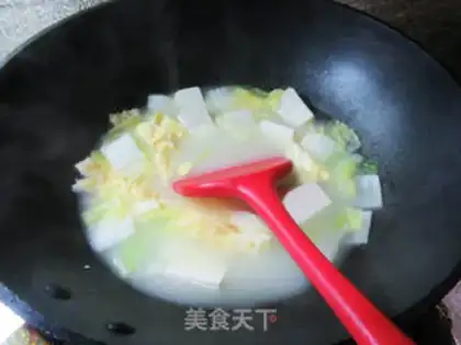 Make Big cabbage tofu egg soup step 7