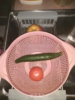 Make Tomato cucumber chicken sausage burrito step 1