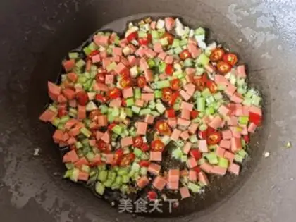 Make Little pepper peppers, celery, ham and rice step 6