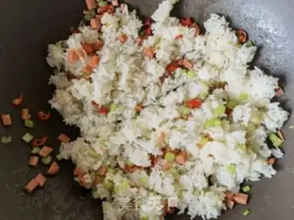 Make Little pepper peppers, celery, ham and rice step 8