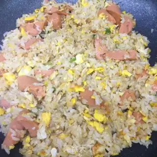 Make Egg ham and rice step 5
