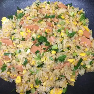 Make Egg ham and rice step 6