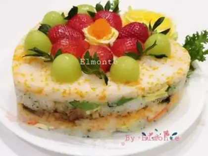 Make Sushi cake step 16
