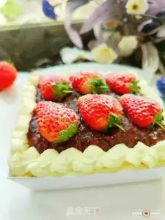 Make Strawberry box cake step 19
