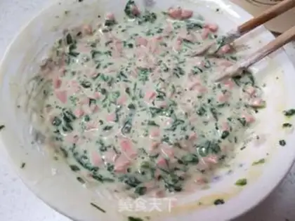 Make Ham sausage spinach pancakes step 2