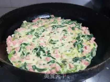 Make Ham sausage spinach pancakes step 3