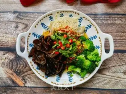 Make Golden pins and mushrooms and broccoli step 9
