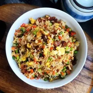 Make Garlic salami fried rice step 11