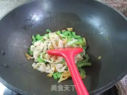 Make Squeeze the tofu and make the bitter melon step 4