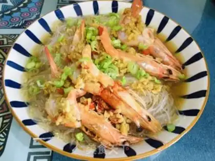 Make Garlic fans evaporate the back shrimp step 9