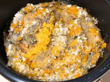 Make Salted egg yellow, black tiger shrimp step 2