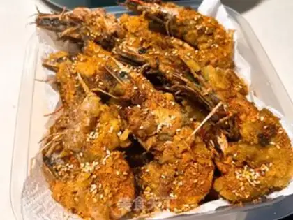 Make Salted egg yellow, black tiger shrimp step 5
